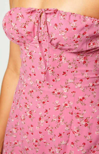 Dion Pink Floral Strapless Midi Dress-Vavasi.All Rights Reserved.