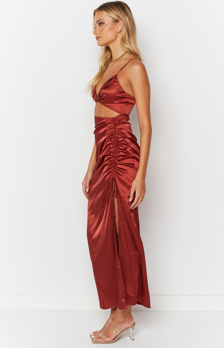 Dionne Rust Twist Maxi Dress-Vavasi.All Rights Reserved.