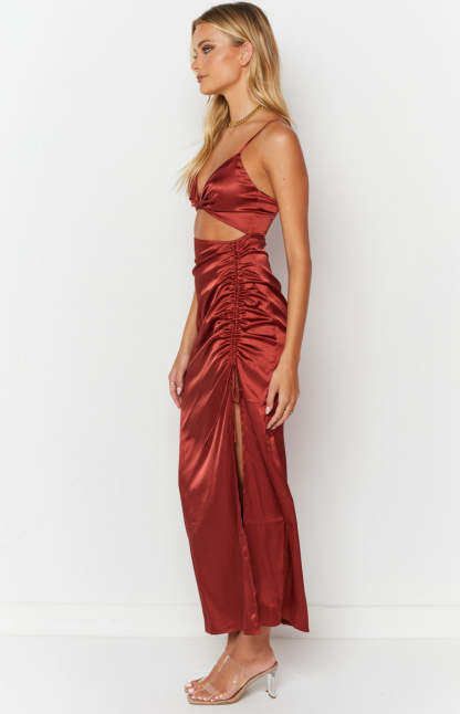 Dionne Rust Twist Maxi Dress-Vavasi.All Rights Reserved.