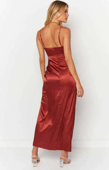 Dionne Rust Twist Maxi Dress-Vavasi.All Rights Reserved.