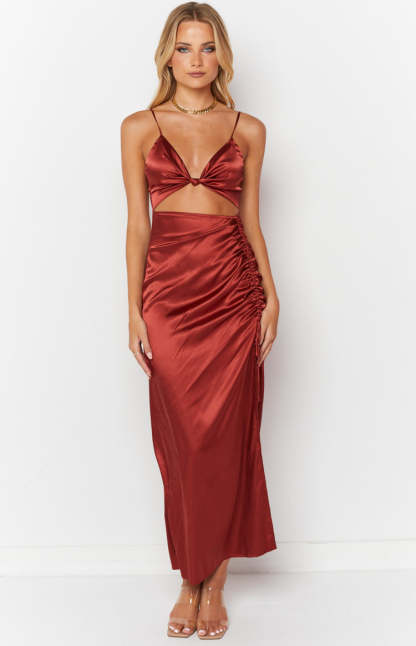 Dionne Rust Twist Maxi Dress-Vavasi.All Rights Reserved.