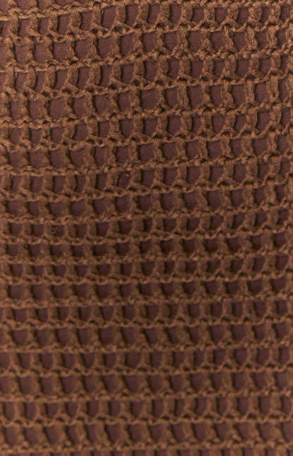 Donovan Brown Crochet Mini Dress-Vavasi.All Rights Reserved.