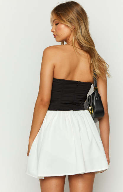 Draven Black And White Corset Mini Dress-Vavasi.All Rights Reserved.