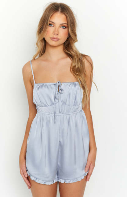 Dream Blue Satin Sleep One-Piece-Vavasi.All Rights Reserved.