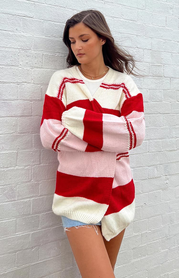 Dreamy Drift Cream Knit Striped Cardigan-Vavasi.All Rights Reserved.