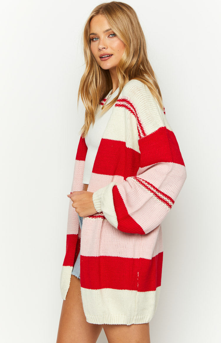 Dreamy Drift Cream Knit Striped Cardigan-Vavasi.All Rights Reserved.