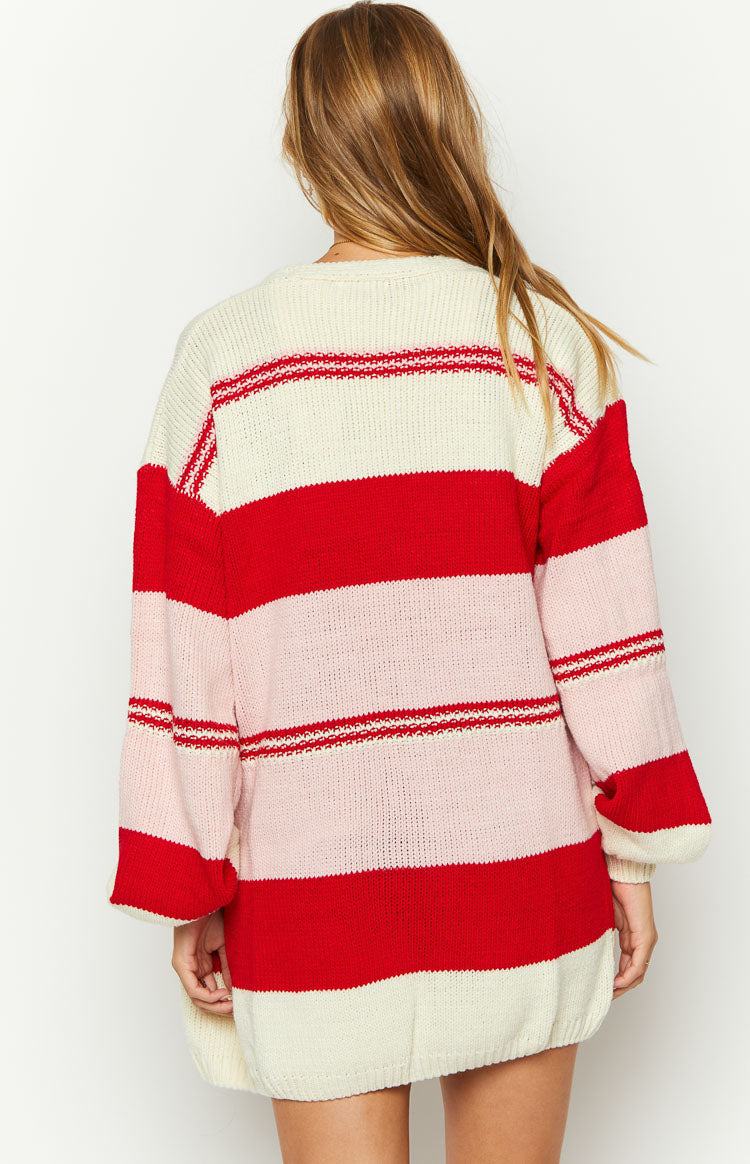 Dreamy Drift Cream Knit Striped Cardigan-Vavasi.All Rights Reserved.