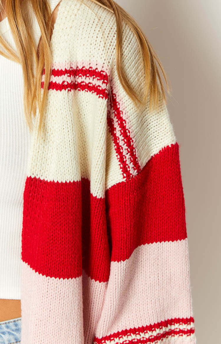 Dreamy Drift Cream Knit Striped Cardigan-Vavasi.All Rights Reserved.