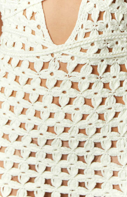 Dusk White Crochet Mini Dress-Vavasi.All Rights Reserved.