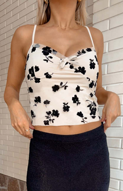 Dylan Black and Beige Mesh Top-Vavasi.All Rights Reserved.