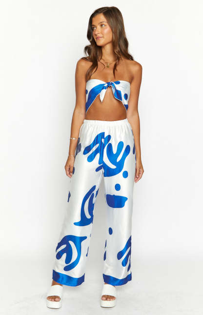 Dylan Blue Print Pants-Vavasi.All Rights Reserved.