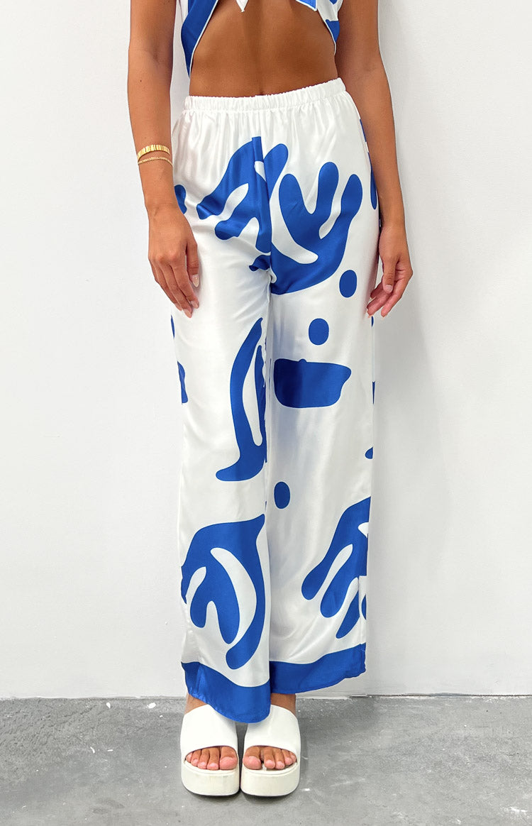 Dylan Blue Print Pants-Vavasi.All Rights Reserved.