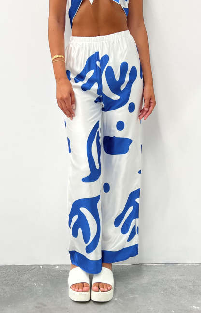 Dylan Blue Print Pants-Vavasi.All Rights Reserved.