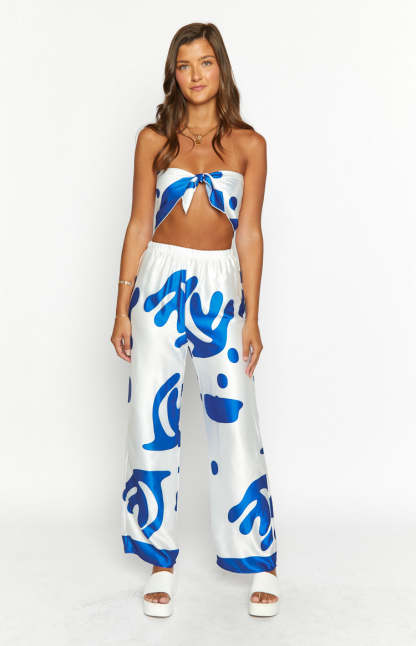 Dylan Blue Print Pants-Vavasi.All Rights Reserved.
