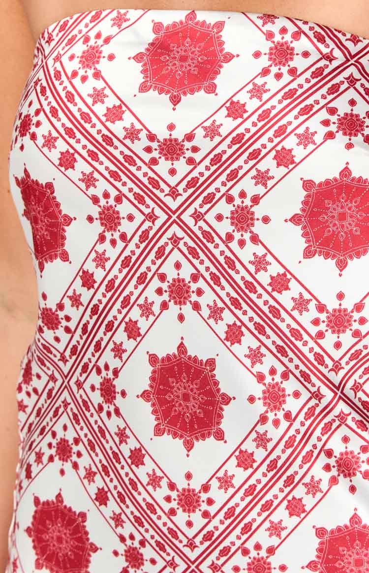 Ellie Red Tile Print Mini Dress-Vavasi.All Rights Reserved.