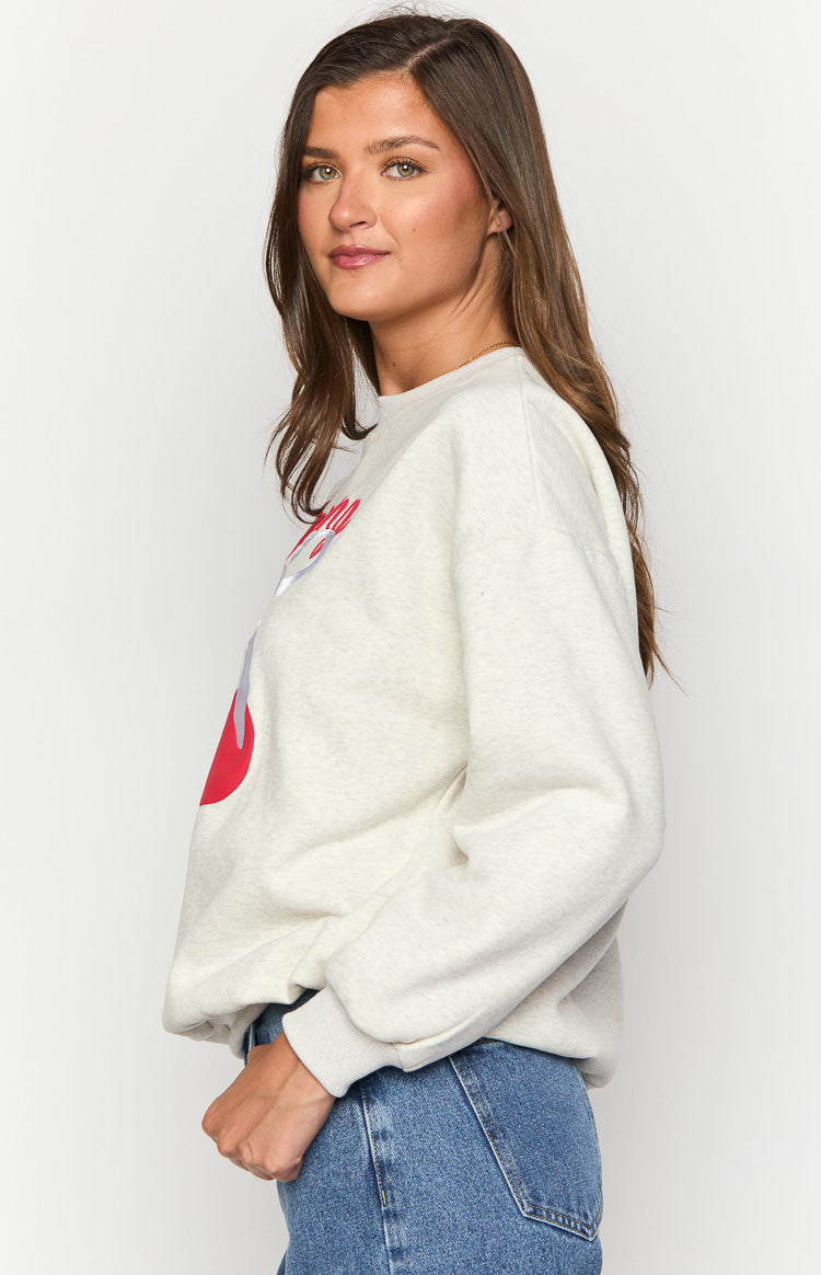 Elodie Oat Marle Cherry Print Crew Neck Sweater-Vavasi.All Rights Reserved.