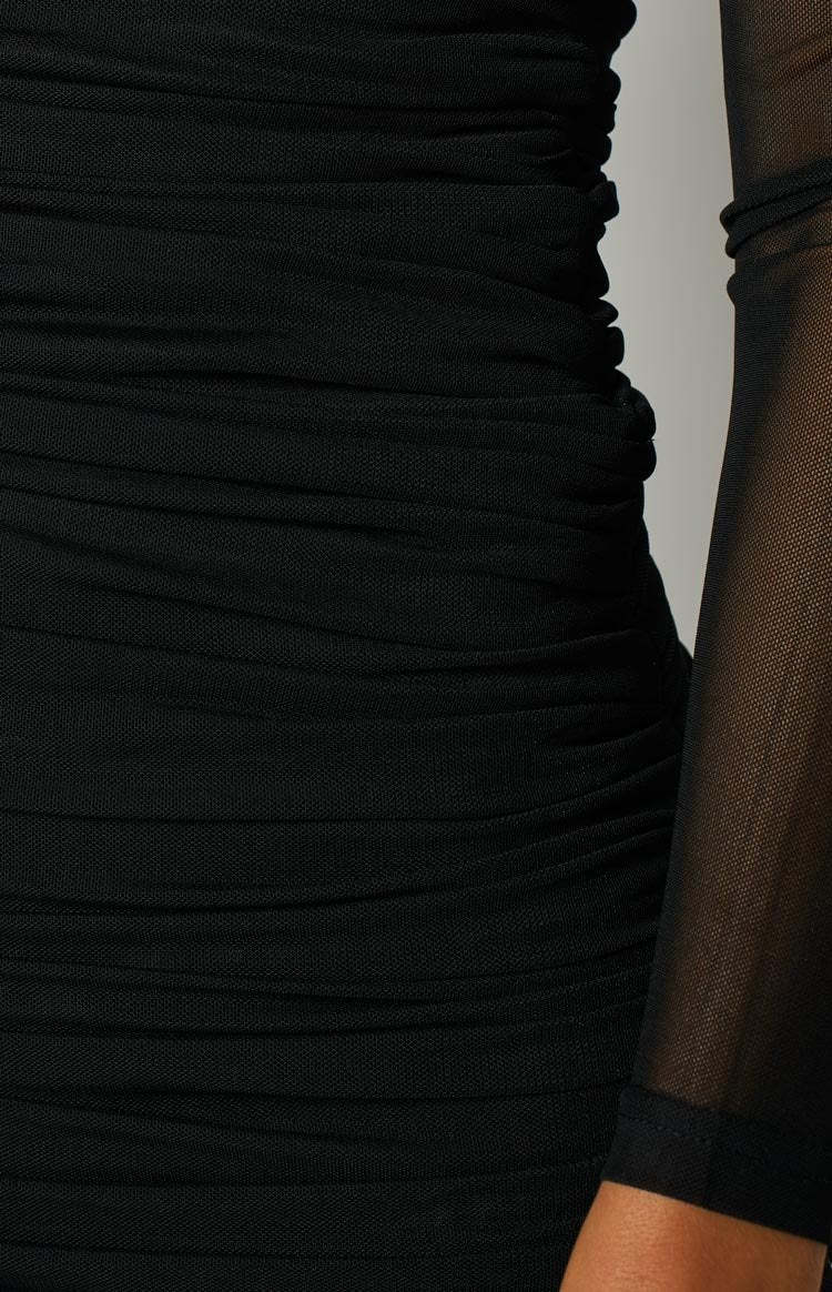Estee Long Sleeve Mesh Party Dress Black-Vavasi.All Rights Reserved.