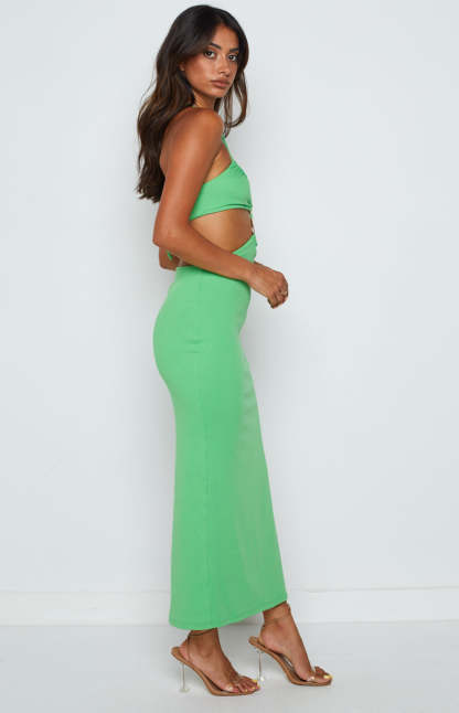 Earthling Green Maxi Halter Dress-Vavasi.All Rights Reserved.