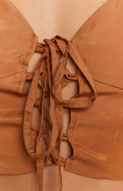 East Haven Brown Halter Top-Vavasi.All Rights Reserved.