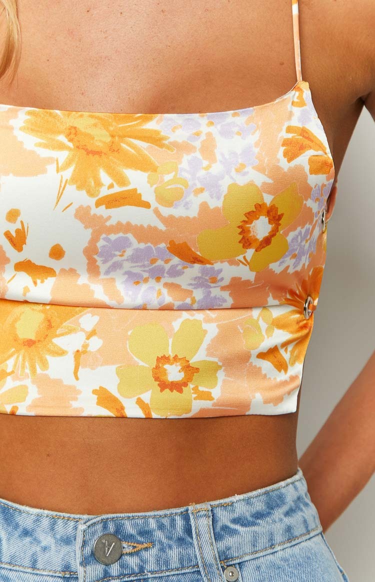 Ebony Orange Floral Crop Top-Vavasi.All Rights Reserved.