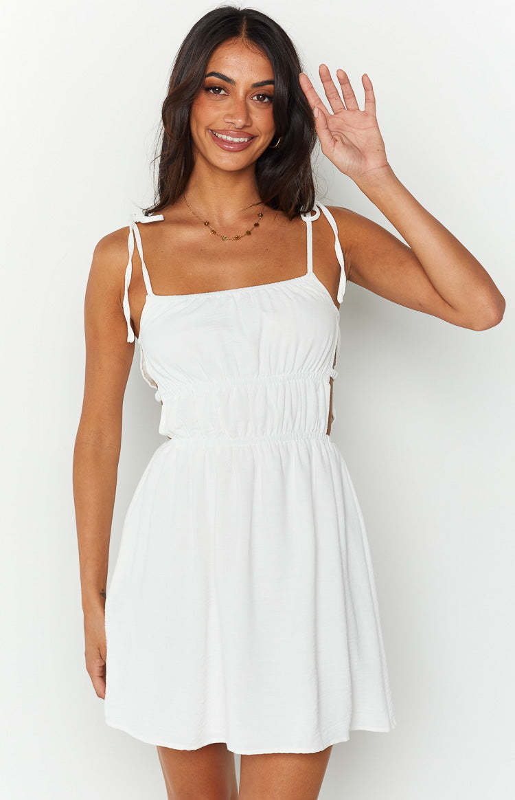 Eden White Cut Out Mini Dress-Vavasi.All Rights Reserved.