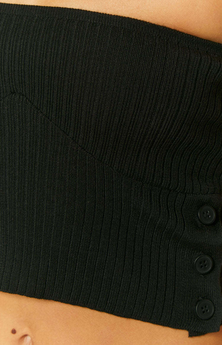 Edison Black Knit Tube Crop Top-Vavasi.All Rights Reserved.