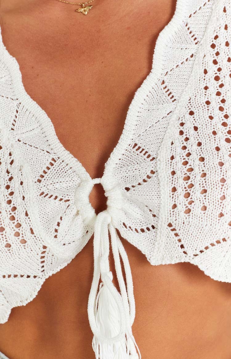 Eilish White Crochet Long Sleeve Top-Vavasi.All Rights Reserved.