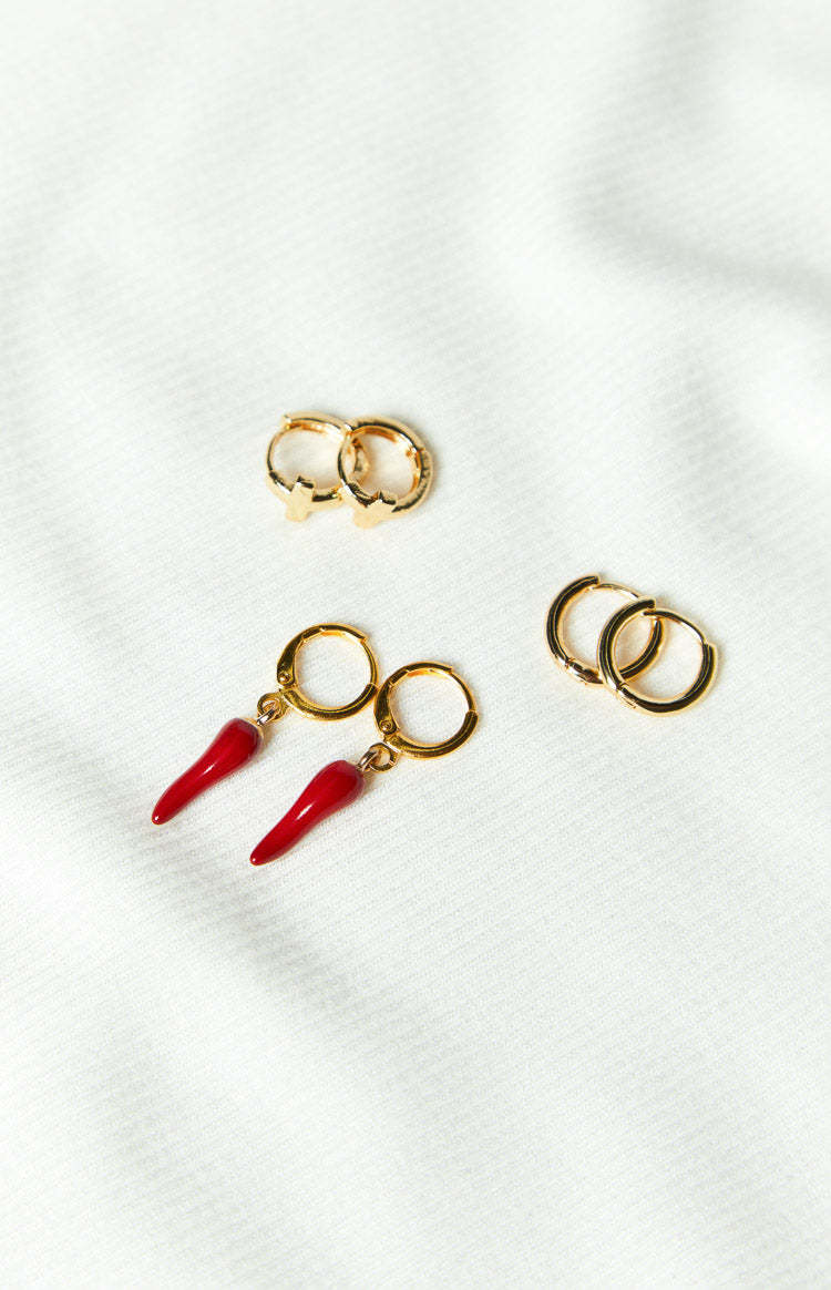 Elegance Echoes Gold Earrings 3 Pack-Vavasi.All Rights Reserved.