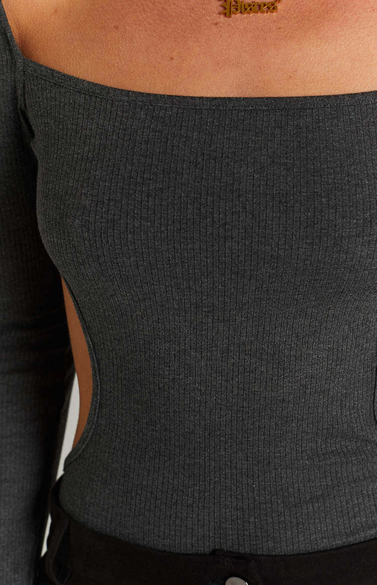 Elena Grey Long Sleeve Bodysuit-Vavasi.All Rights Reserved.