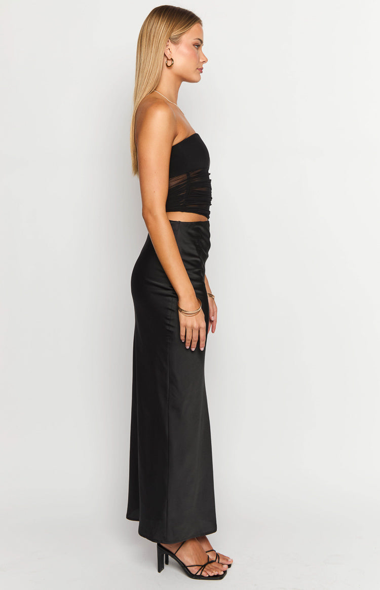 Elinor Black Satin Maxi Dress-Vavasi.All Rights Reserved.