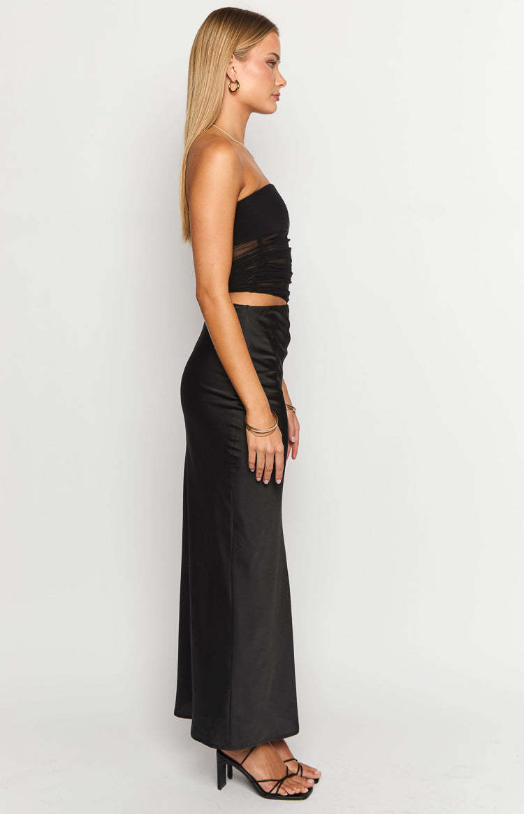 Elinor Black Satin Maxi Dress-Vavasi.All Rights Reserved.