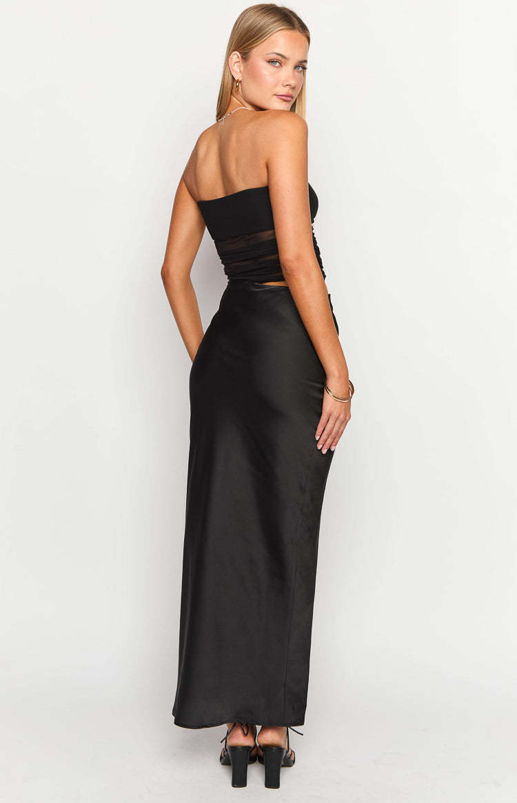 Elinor Black Satin Maxi Dress-Vavasi.All Rights Reserved.