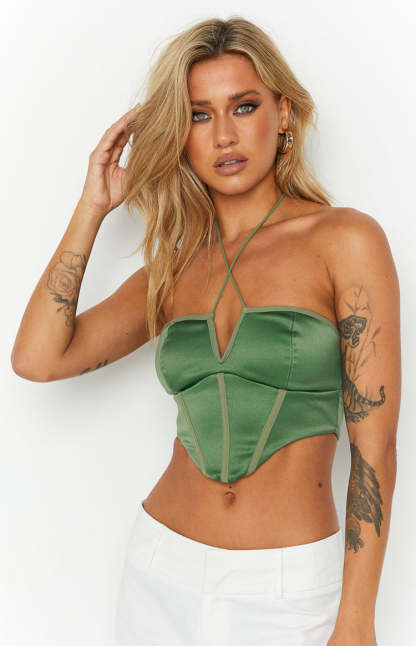 Elizybeth Green Corset Top-Vavasi.All Rights Reserved.