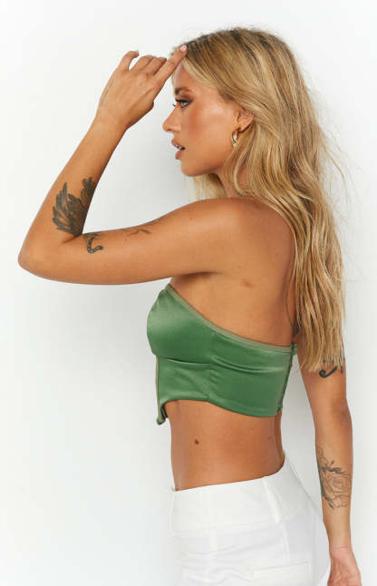 Elizybeth Green Corset Top-Vavasi.All Rights Reserved.