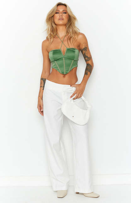 Elizybeth Green Corset Top-Vavasi.All Rights Reserved.