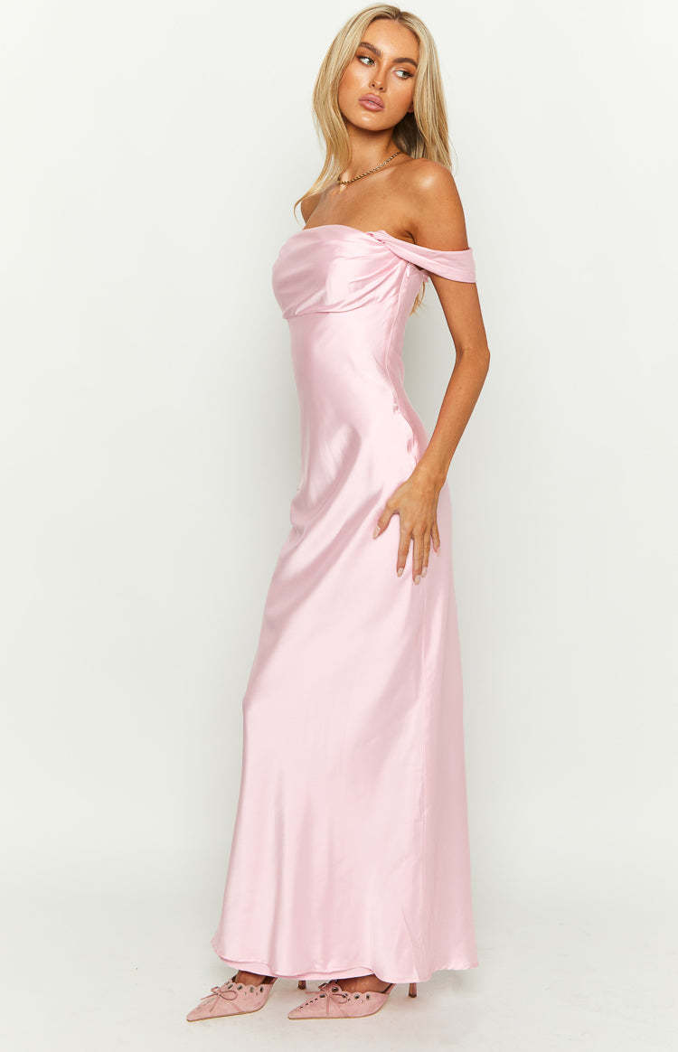 Ella Light Pink Off Shoulder Formal Maxi Dress-Vavasi.All Rights Reserved.