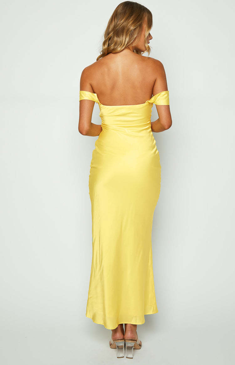 Ella Light Yellow Off Shoulder Formal Maxi Dress-Vavasi.All Rights Reserved.
