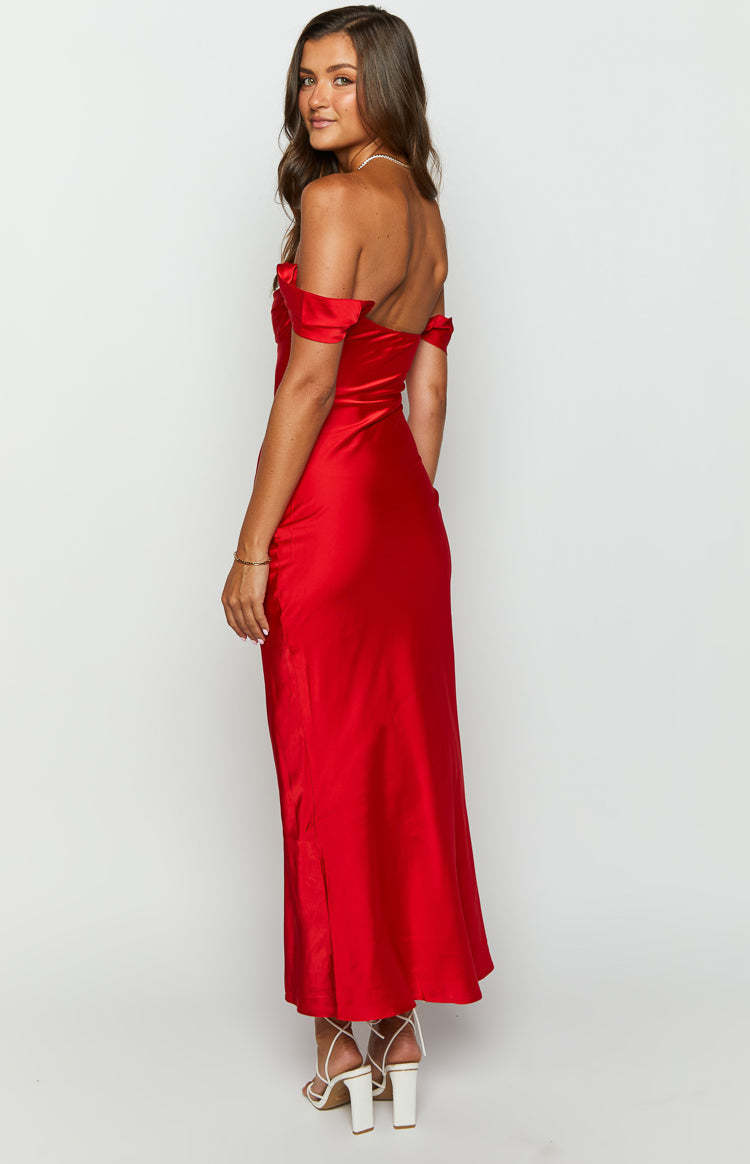 Ella Red Off Shoulder Formal Dress-Vavasi.All Rights Reserved.