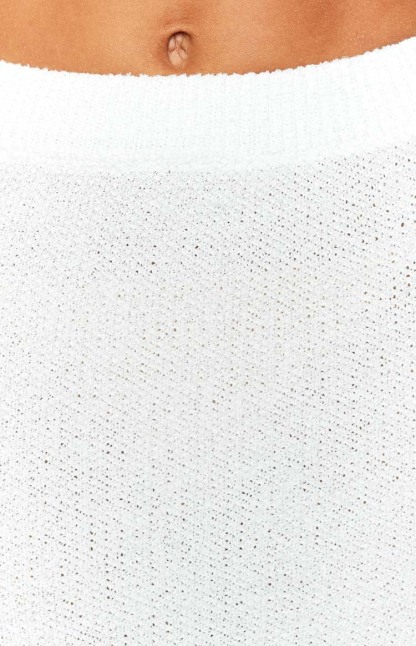 Ellah White Knit Midi Skirt-Vavasi.All Rights Reserved.