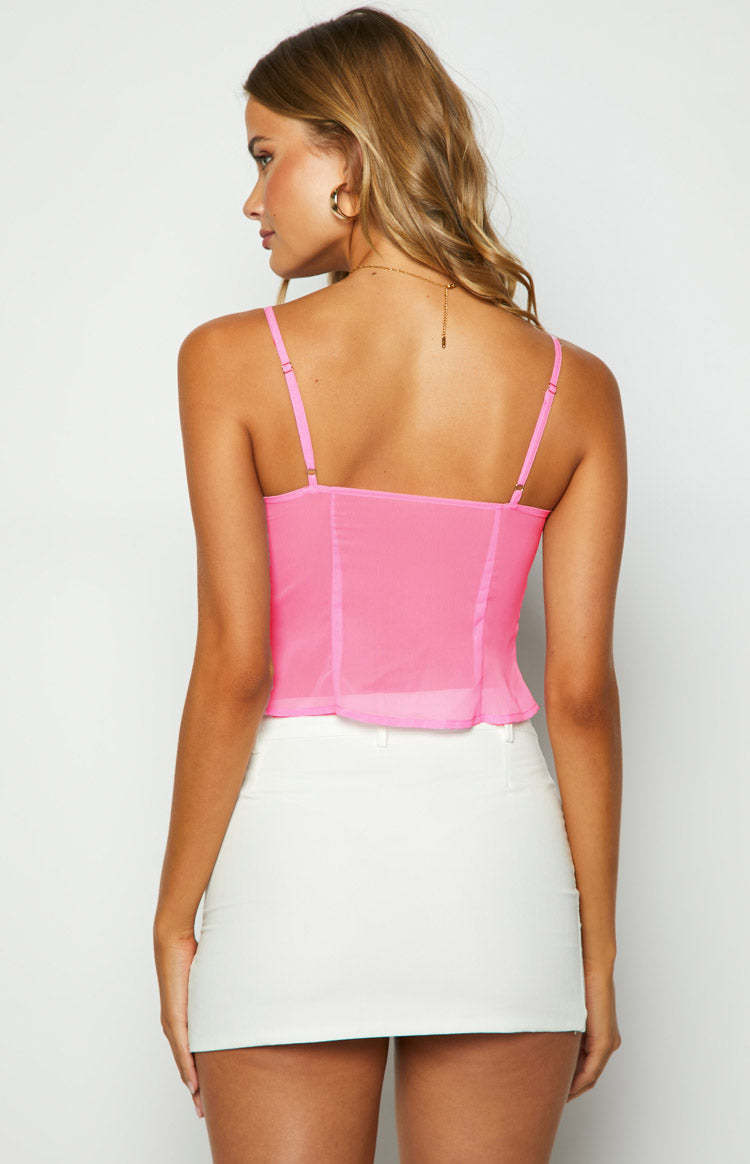 Elle Pink Frill Cami Top-Vavasi.All Rights Reserved.