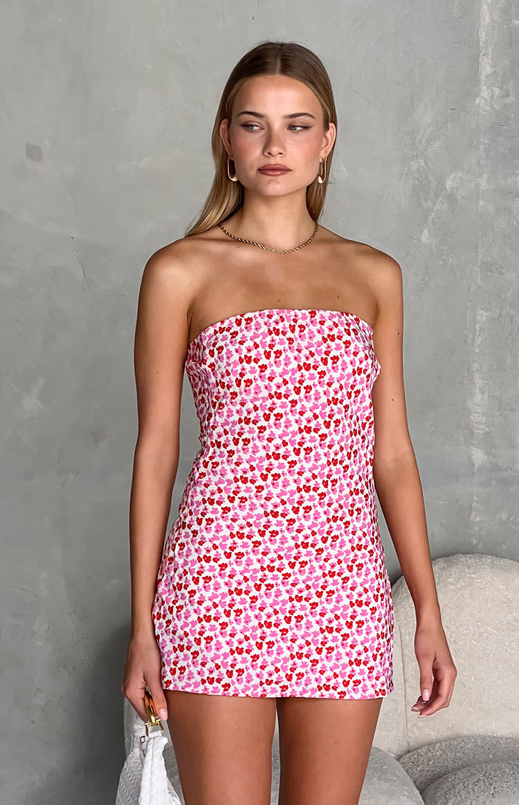 Ellie Pink And Red Speckled Mini Dress-Vavasi.All Rights Reserved.