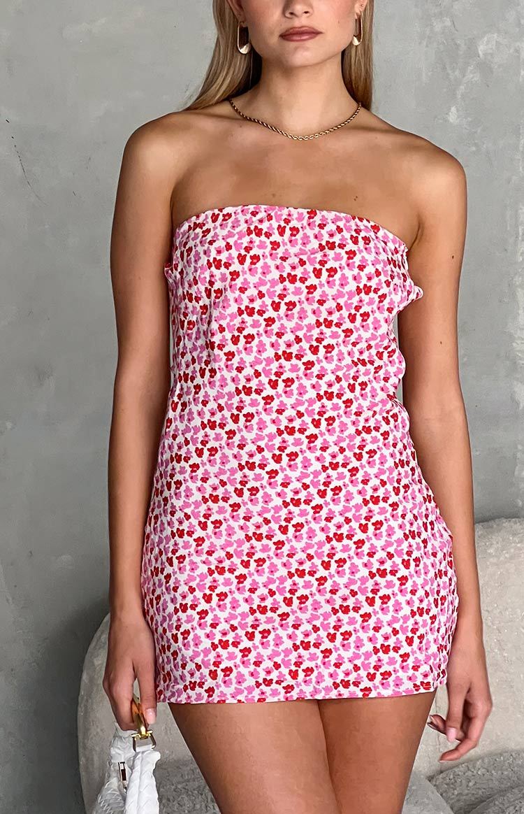 Ellie Pink And Red Speckled Mini Dress-Vavasi.All Rights Reserved.