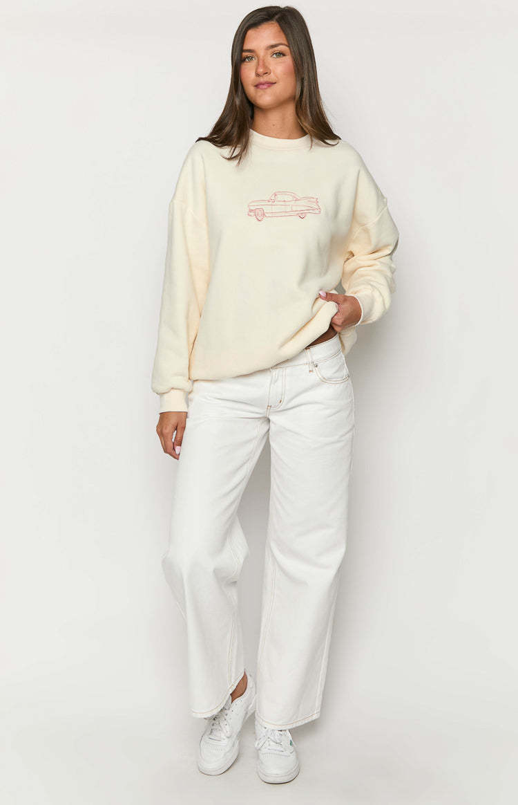 Elodie Cream Crew Neck Sweater-Vavasi.All Rights Reserved.