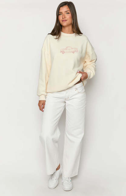 Elodie Cream Crew Neck Sweater-Vavasi.All Rights Reserved.