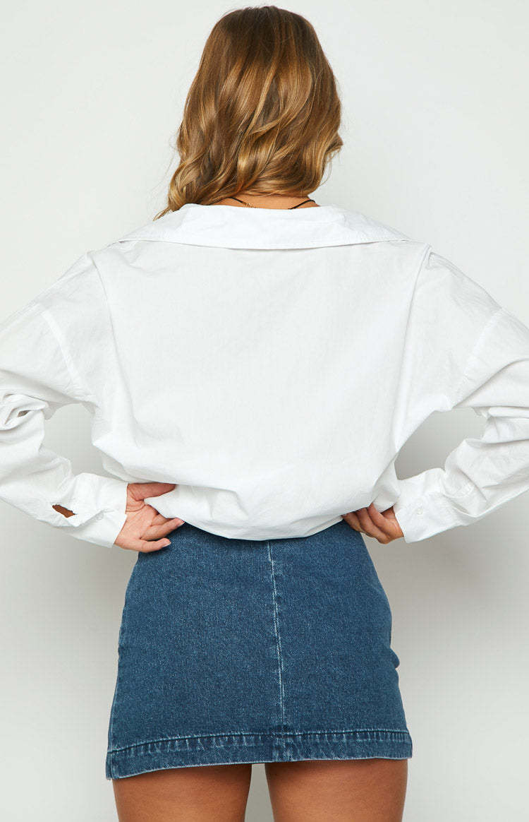 Elouise Buckle Denim Mini Skirt-Vavasi.All Rights Reserved.