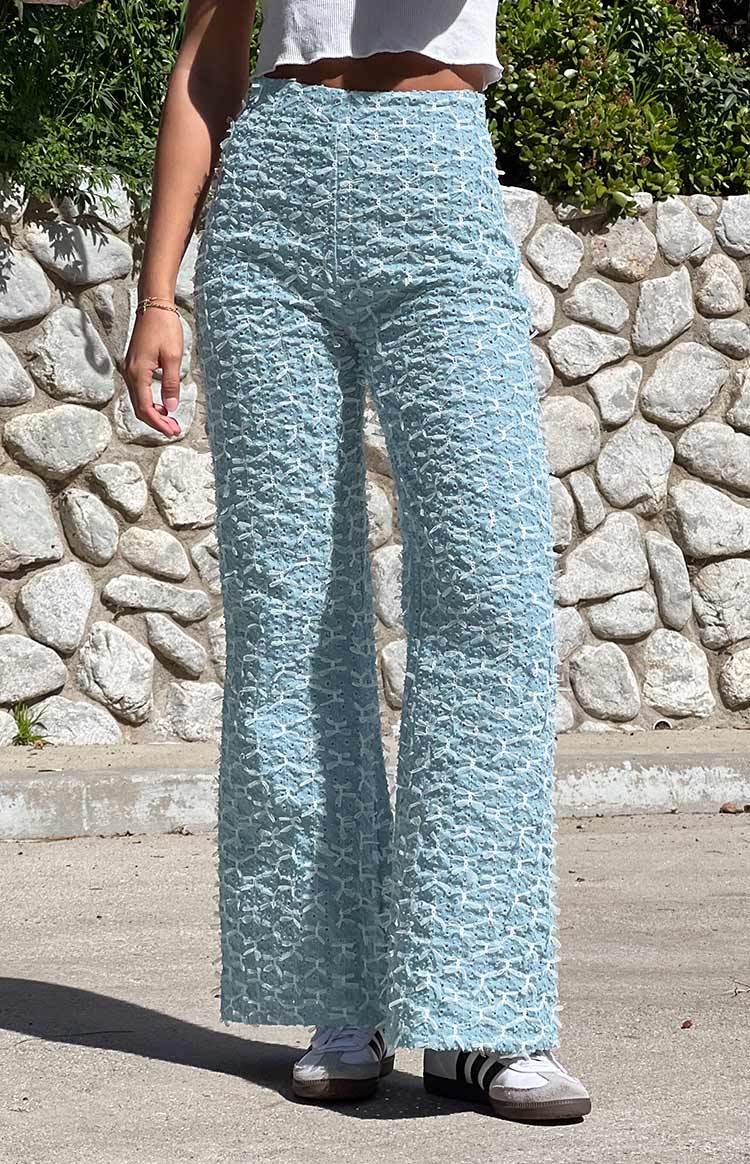 Elowen Blue Chambray Bow Flared Jeans-Vavasi.All Rights Reserved.