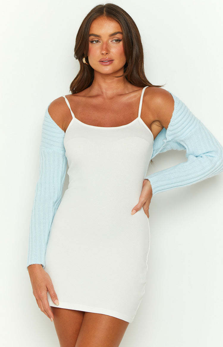 Elsa Blue Rib Knit Bolero-Vavasi.All Rights Reserved.