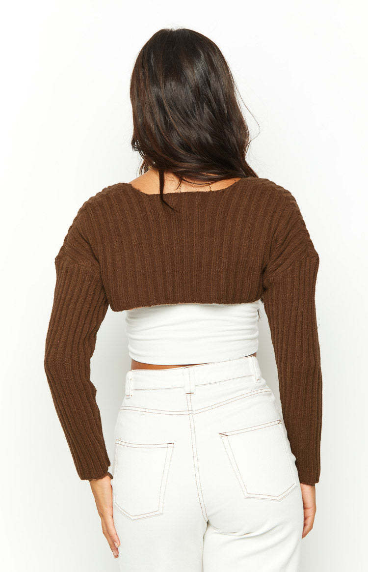Elsa Brown Knit Bolero-Vavasi.All Rights Reserved.