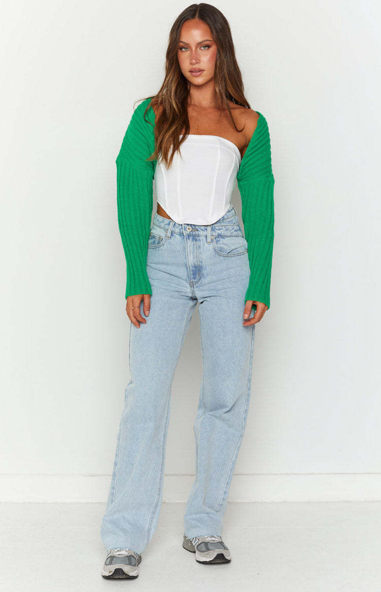 Elsa Green Rib Knit Bolero-Vavasi.All Rights Reserved.