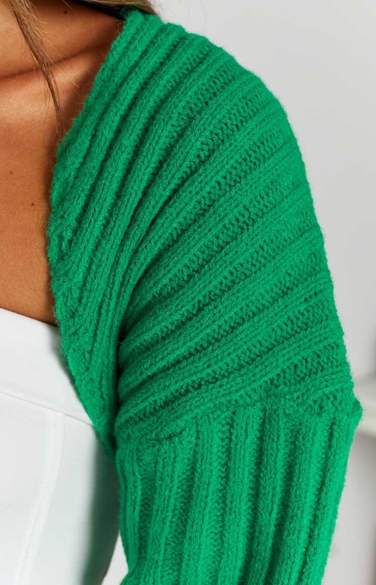 Elsa Green Rib Knit Bolero-Vavasi.All Rights Reserved.